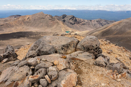 barren slopes in Tongariro National Parkの写真素材