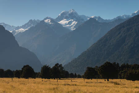 alpine peaks in Westland National Parkの写真素材