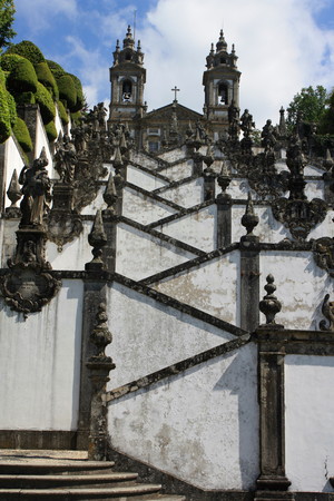 detail of staircase at Bom Jesus do Monte in Portugalの写真素材
