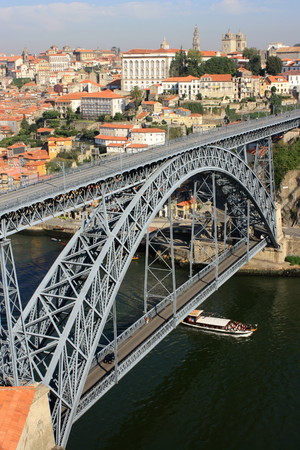 arch bridge in Porto from birdviewのeditorial素材