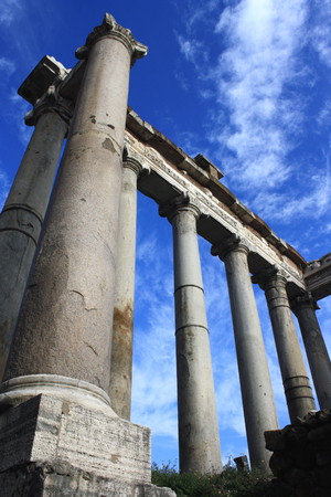 classical columns at Forum Romanum in Romeの写真素材