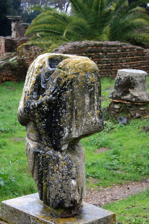 torso of Roman statue in Ostia Anticaの写真素材