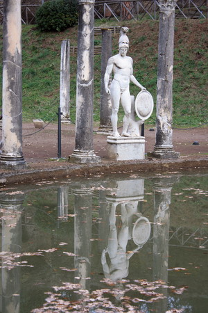 statue of warrior at Villa Adriana near Tivoliの写真素材