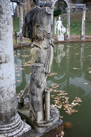 greek statues at Hadrian s Villa near Tivoli, Italyの写真素材
