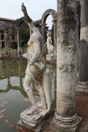 greek statues at Villa Adriana in Tivoliの写真素材