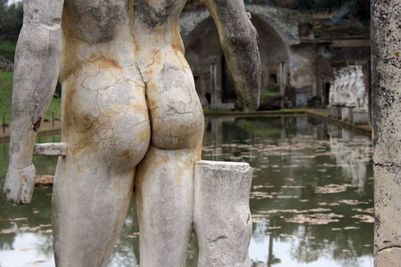 detail of greek statue at Hadrian s villa in Tivoliの写真素材