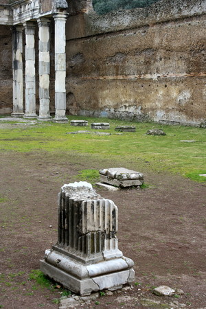 ruins of temple at Villa Adriana, Tivoli, near Romeの写真素材