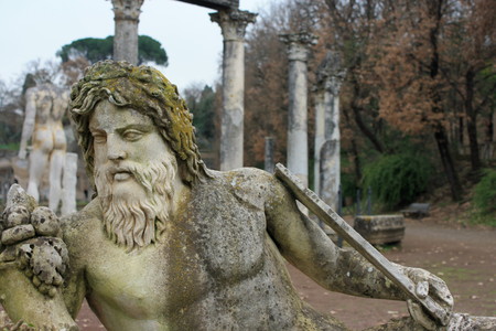 detail of greek statue at Hadrian s Villa near Tivoli, Italyの写真素材