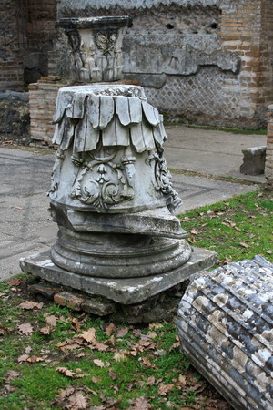 remains of antic column in Tivoli, Italyの写真素材