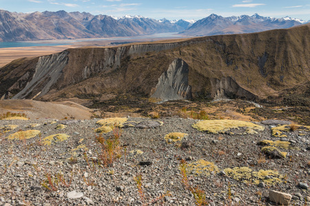 barren slopes in Southern Alps, New Zealandの写真素材