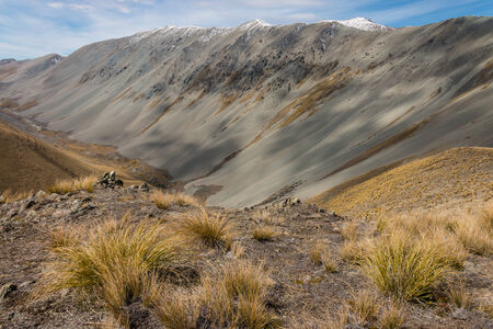moraine valley in Southern Alps, New Zealandの写真素材