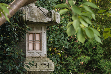 Japanese lantern in traditional gardenの写真素材