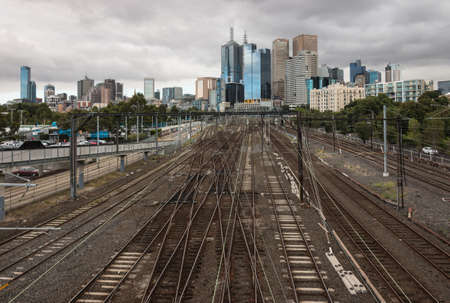 railway tracks in central Melbourneのeditorial素材