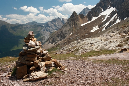 cairn in French Pyreneesの写真素材