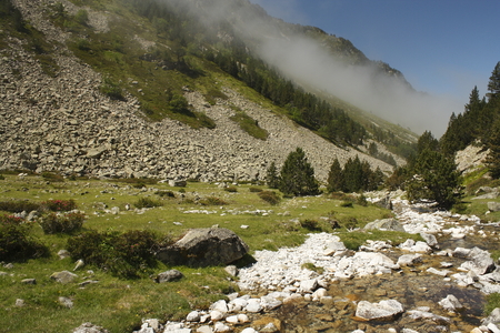 D Aygues-Cluses valley in French Pyreneesの写真素材