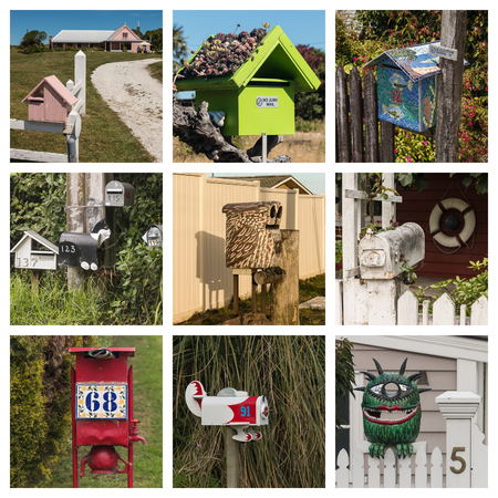 New Zealand letter boxesの写真素材