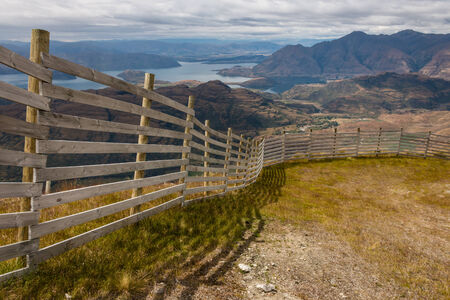 ski resort above lake Wanaka, New Zealandの写真素材