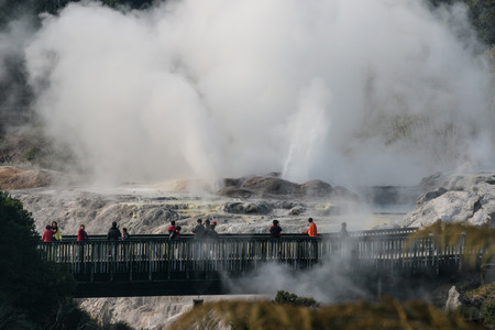 Pohutu  Geyser in Rotorua, New Zealandのeditorial素材