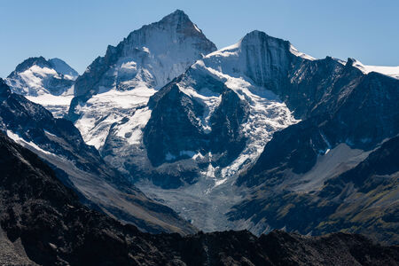 mountain peaks above Val d Anniviers in Switzerlandの写真素材