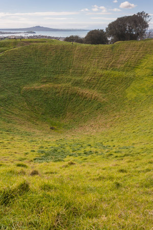 Mount Eden Crater in Auckland, New Zealandの写真素材