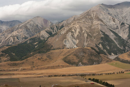 aerial view of mountain ranges at Castle Hillの写真素材