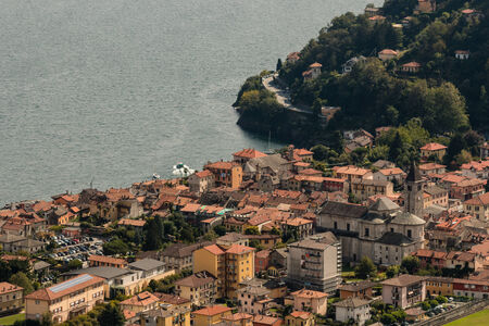 aerial view of Cannobio, Italyの写真素材