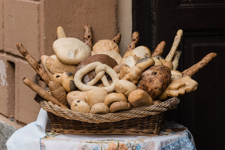 collection of breads at bakery shopの写真素材