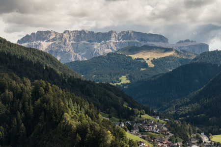 Valgardena valley in Dolomitesの写真素材