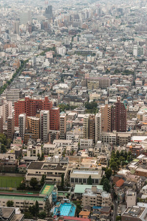 aerial view of houses in central Tokyoのeditorial素材