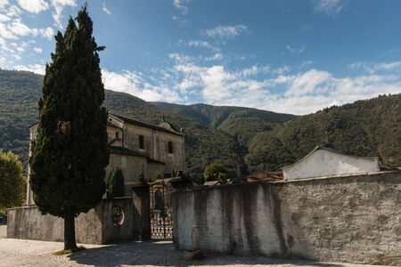 church with cemetery in Cannobioの写真素材