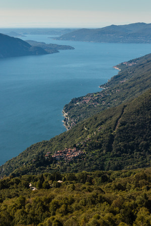 aerial view of lake Maggioreの写真素材