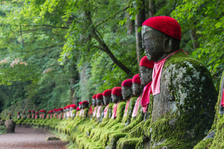 sitting Buddhas in Kanmangafuchi abyss, Japan