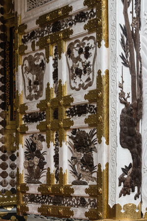 carved gate at Nikko Tosho-gu shrineの写真素材