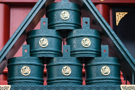 wooden buckets at Senso-ji shrine in Asakusaのeditorial素材
