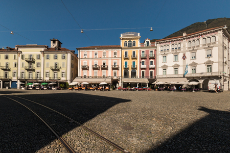 Piazza Grande in Locarno, Switzerlandのeditorial素材