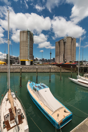 Auckland marina with Silo parkの写真素材
