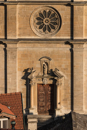 facade of Bellinzona cathedral, Switzerlandの写真素材