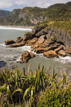 collapsed cliffs at Punakaiki in New Zealandの写真素材
