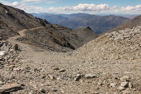 barren slopes in Southern Alps in New Zealandの写真素材