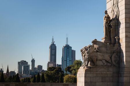 detail of war memorial in Melbourneの写真素材