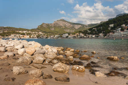 beach at Port de Soller in Mallorcaの写真素材