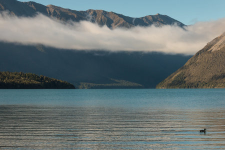 cloud inversion above lake Rotoitiの写真素材