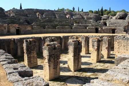 Roman amphitheater in Italica near Sevilleの写真素材