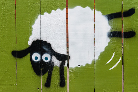 graffiti of jumping sheepの写真素材
