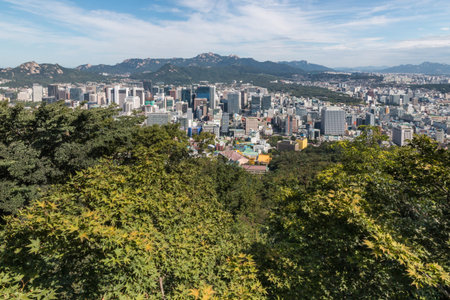 view of Seoul downtown from Namsan mountain, South Korea