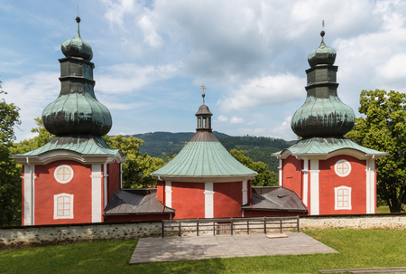 the lower church of late-Baroque Calvary in Banska Stiavnica, Slovakiaの写真素材