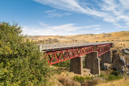 Poolburn Viaduct at Otago Central rail trail, South Island, New Zealandの写真素材