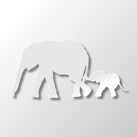 Elephants Mom and Son Parenting Careのイラスト素材