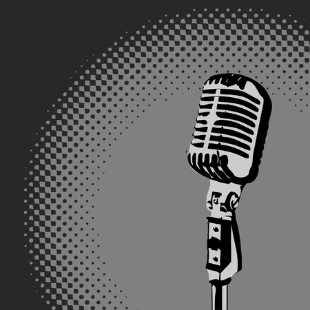 Retro Microphone Grayscale Spotlight のイラスト素材
