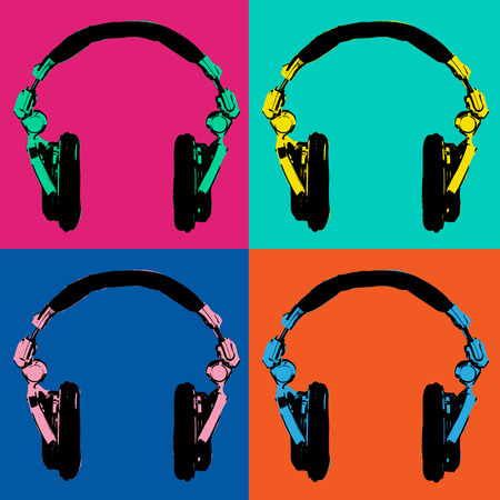 Headphones Pop Art Dj Style 2のイラスト素材